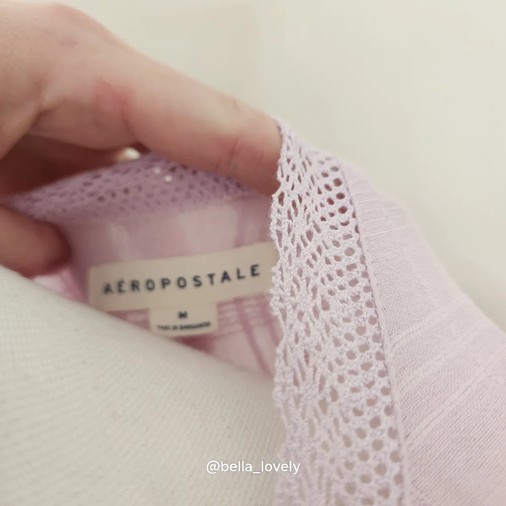 Aeropostale Lavender Ruched V-Neck Blouse Long Puffy Sleeves